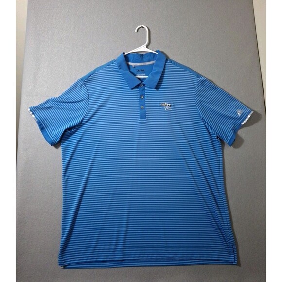 Adidas Golf Polo Shirt Men's 2XL TORREY PINES Course Logo Blue Stripe Climachill - Picture 1 of 9